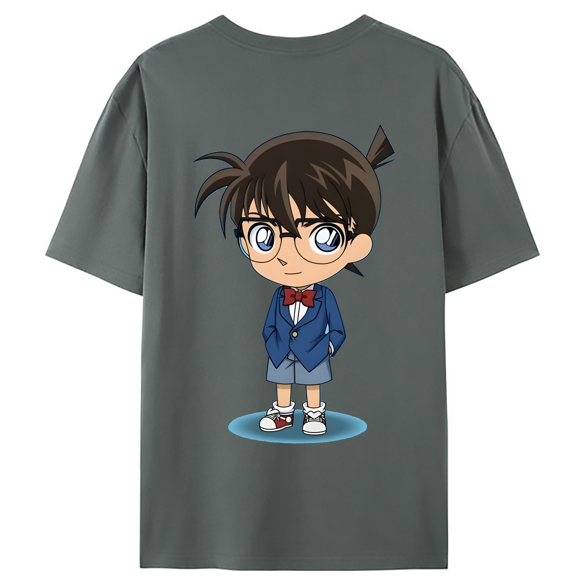 （画像用） 名探偵コナン 江戸川 コナン Detective Conan Conan Edogawa 綿100％ メンズ半袖Tシャツ（バックプリント） 通気性